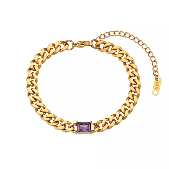 18k Gold Plating Cuban Bracelet Cubic Zerconia - Pick Color - Picture 5 of 8